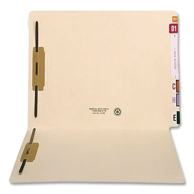Heavy-Duty End Tab Fastener Folders, 0.75" Expansion, 2 Fasteners, Letter Size, Manila Exterior, 50/Box