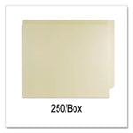 End Tab Fastener File Folder, Embossed Labeling Lines, 0.75" Expansion, 1 Fastener, Letter Size, Manila Exterior, 250/Box