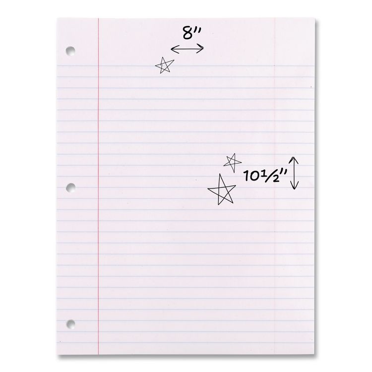 Filler Paper, 3-Hole, 8 X 10.5, Wide/legal Rule, 200/pack