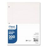 Filler Paper, 3-Hole, 8.5 X 11, College Rule, 200/pack