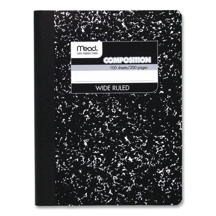 Composition Book, Wide/Legal Rule, Black Cover, (100) 9.75 x 7.5 Sheets