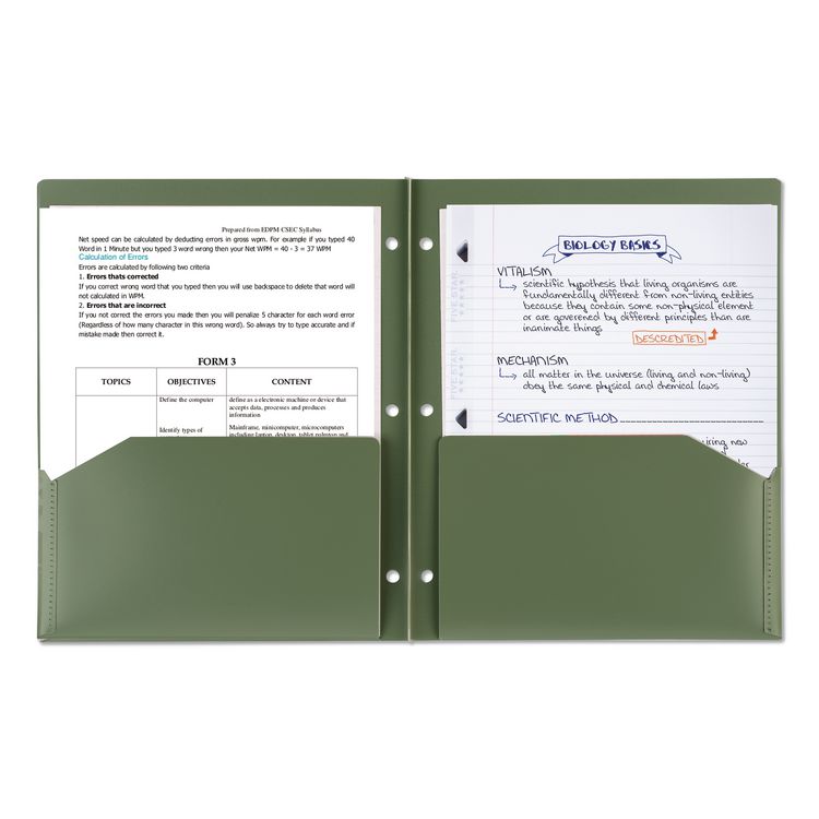 Recycled Plastic Two-Pocket Folder, 11" x 8.5", Randomly Assorted