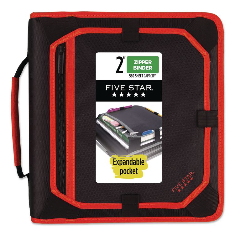 Zipper Binder and Expansion Panel, 3 Rings, 2" Capacity, 11 x 8.5, Assorted