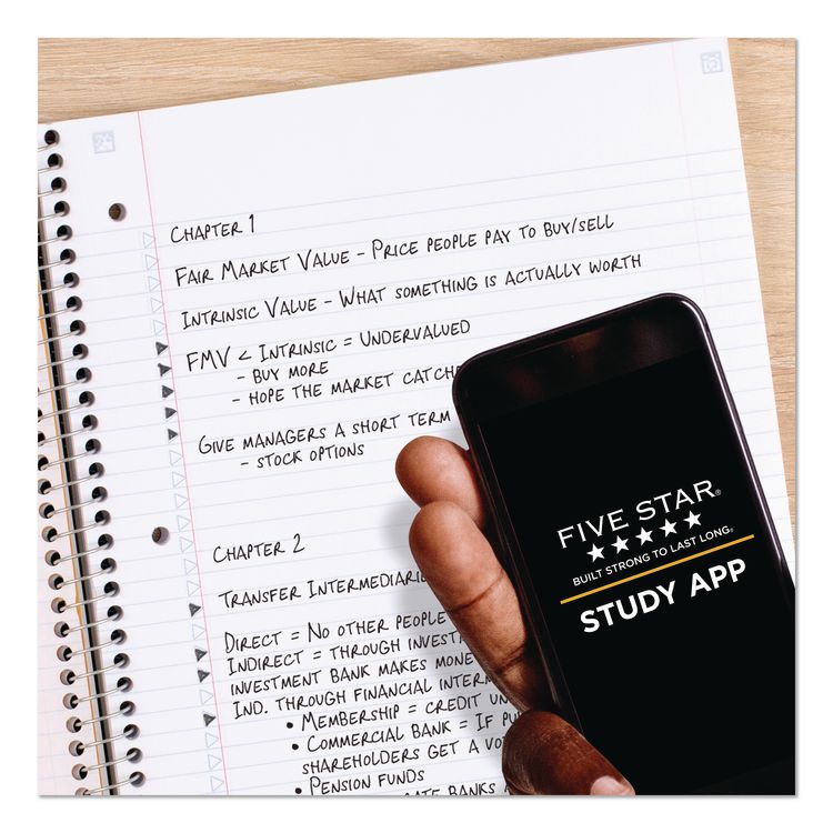 Wirebound Notebook, 5-Subject, Medium/College Rule, Randomly Assorted Cover Color, (200) 11 x 8.5 Sheets