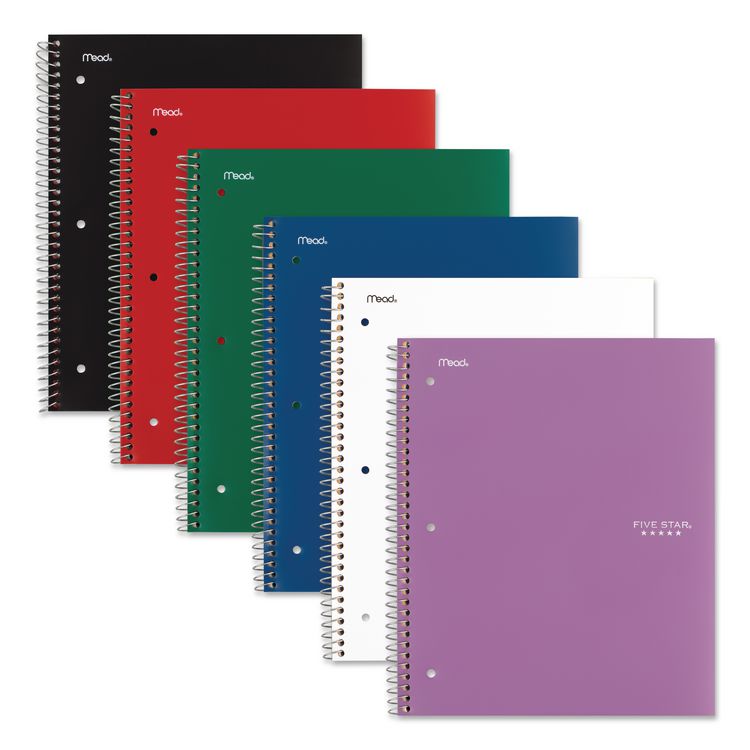 Wirebound Notebook, 5-Subject, Medium/College Rule, Randomly Assorted Cover Color, (200) 11 x 8.5 Sheets