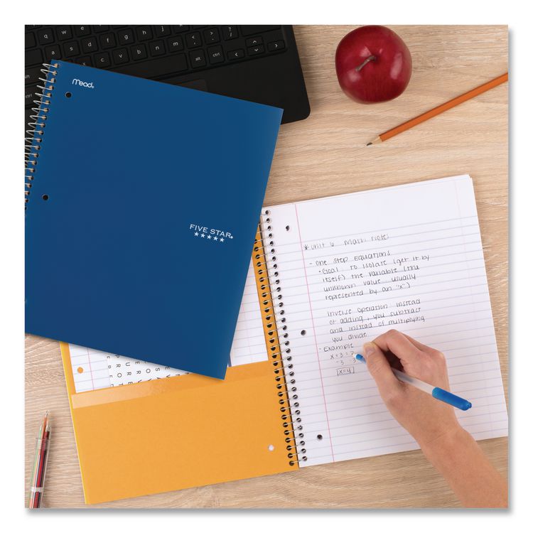 Wirebound Notebook, 1-Subject, Medium/College Rule, Assorted Cover Colors, (100) 11 x 8.5 Sheets, 6/Pack