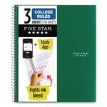 Wirebound Notebook, 3-Subject, Medium/College Rule, Randomly Assorted Cover Color, (150) 11 x 8.5 Sheets