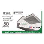 Security Tint Business Envelopes, #6 3/4, Monarch Flap, Gummed Closure, 3.63 x 6.5, White, 80/Box