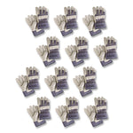 Mustang Leather Palm Gloves, Gunn Cut, Wing Thumb, Large, Blue/Cream, 12 Pairs