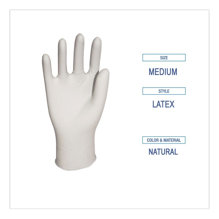 General-Purpose Latex Gloves, Powder-Free, Medium, 4.4 mil Thick, 9.5" Long, Natural, 100/Box, 10 Boxes/Carton