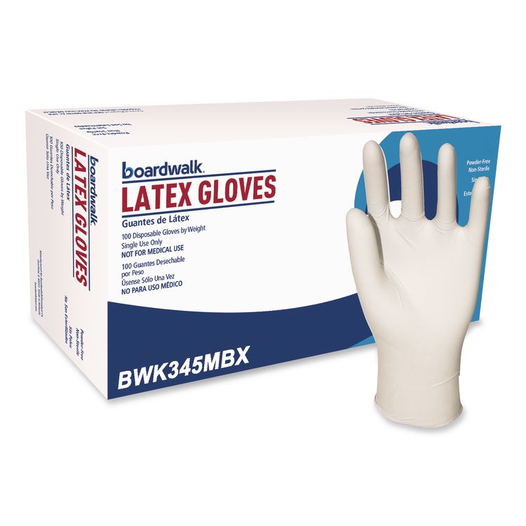General-Purpose Latex Gloves, Powder-Free, Medium, 4.4 mil Thick, 9.5" Long, Natural, 100/Box, 10 Boxes/Carton