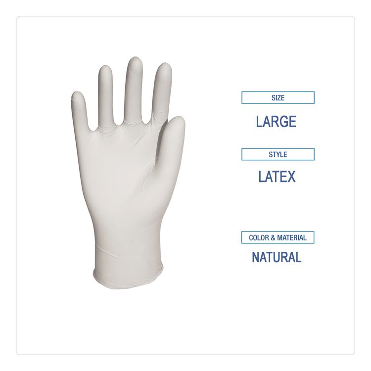 General-Purpose Latex Gloves, Powder-Free, Large, 4.4 mil Thick, 12" Long, Natural, 100/Box