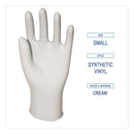 Powder-Free Synthetic Vinyl Gloves, Small, 4 mil Thick, 9.5" Long, Cream, 100/Box