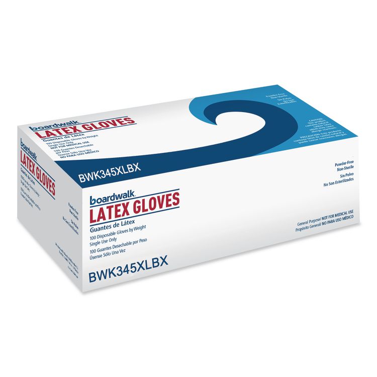 General-Purpose Latex Gloves, Powder-Free, X-Large, 4.4 mil Thick, 9.5" Long, Natural, 100/Box