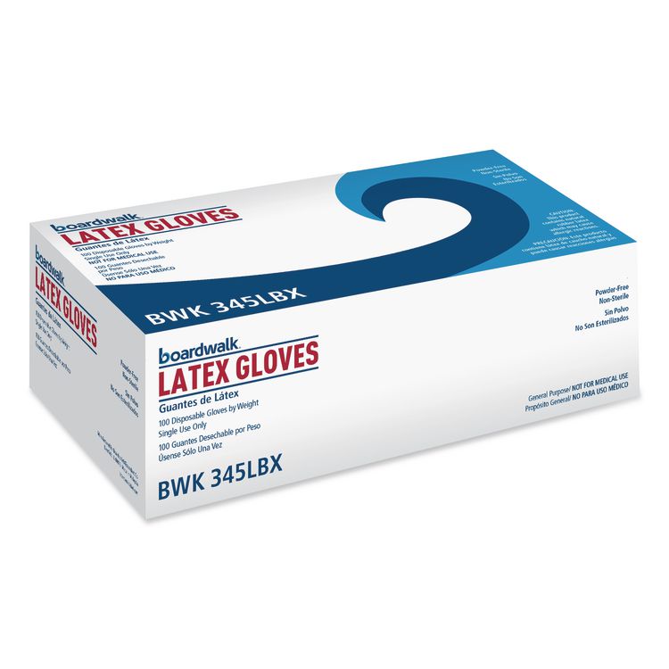 General-Purpose Latex Gloves, Powder-Free, Large, 4.4 mil Thick, 12" Long, Natural, 100/Box