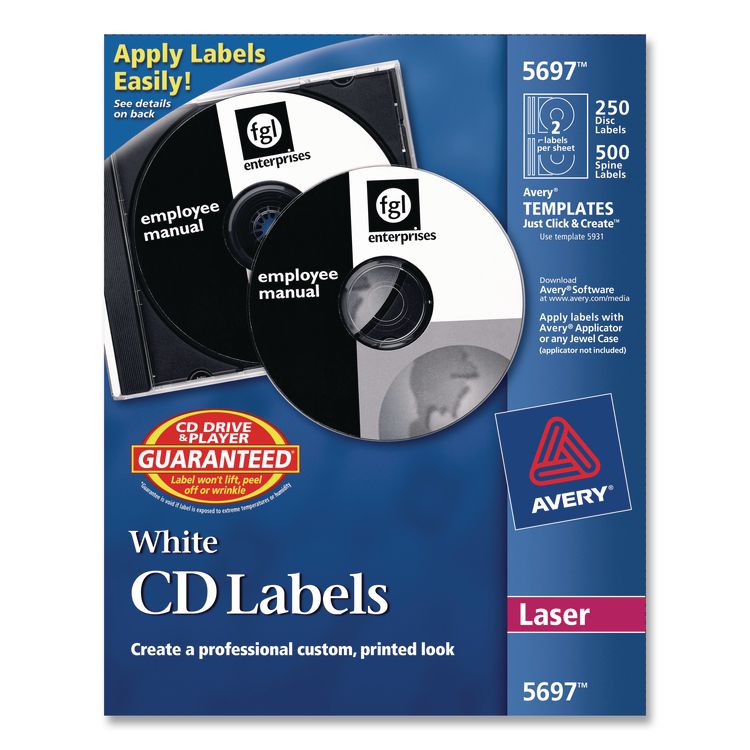 Laser Cd Labels, Matte White, 250/pack