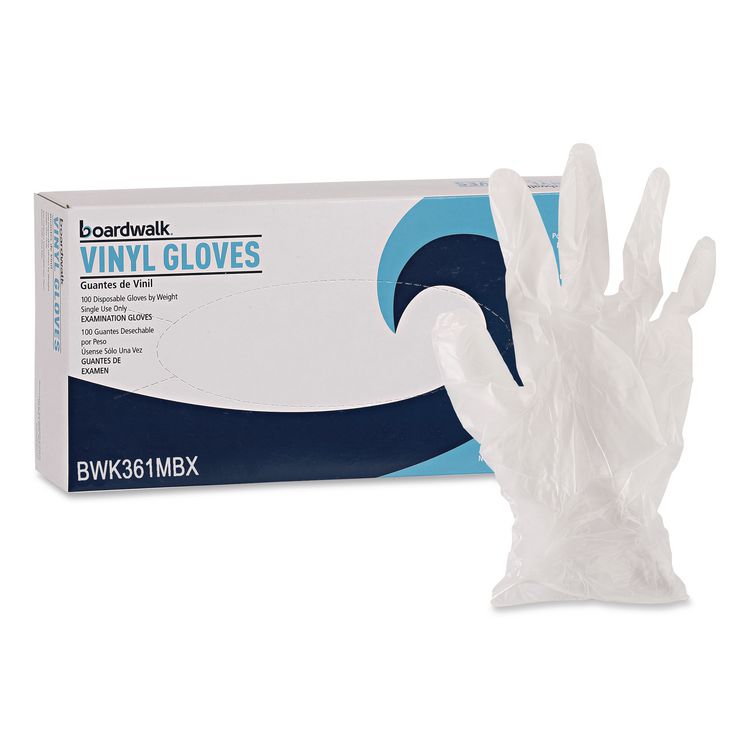 Exam Vinyl Gloves, Powder-Free, Medium, 3.6 mil Thick, 9.5" Long, Clear, 100/Box, 10 Boxes/Carton