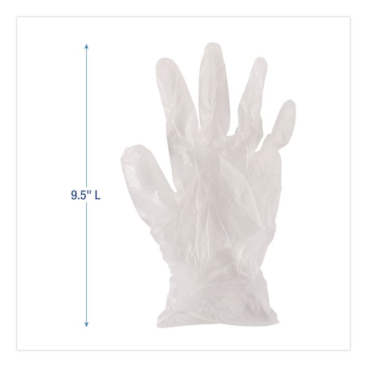 Exam Vinyl Gloves, Powder-Free, Medium, 3.6 mil Thick, 9.5" Long, Clear, 100/Box, 10 Boxes/Carton