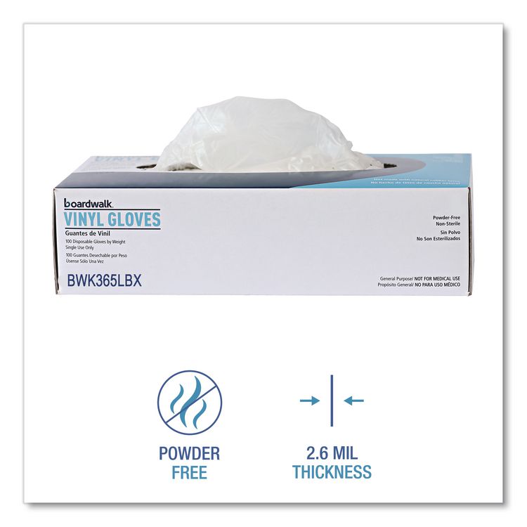 General Purpose Vinyl Gloves, Powder-Free, Large, 2.6 mil Thick, 13" Long, Clear, 100/Box