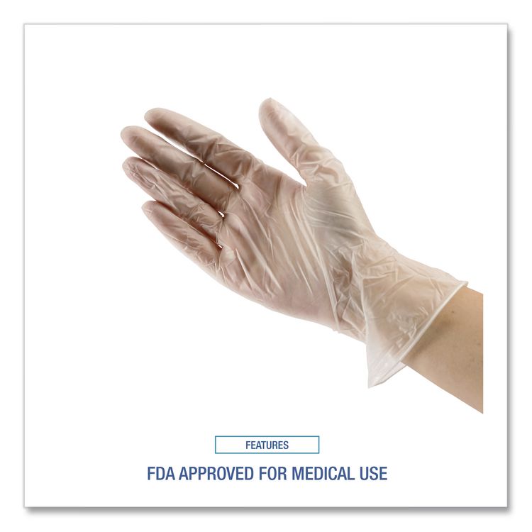 General Purpose Vinyl Gloves, Powder-Free, Medium, 2.6 mil Thick, 13" Long, Clear, 100/Box
