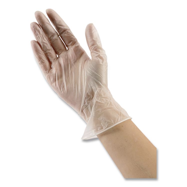 General Purpose Vinyl Gloves, Powder-Free, Medium, 2.6 mil Thick, 13" Long, Clear, 100/Box