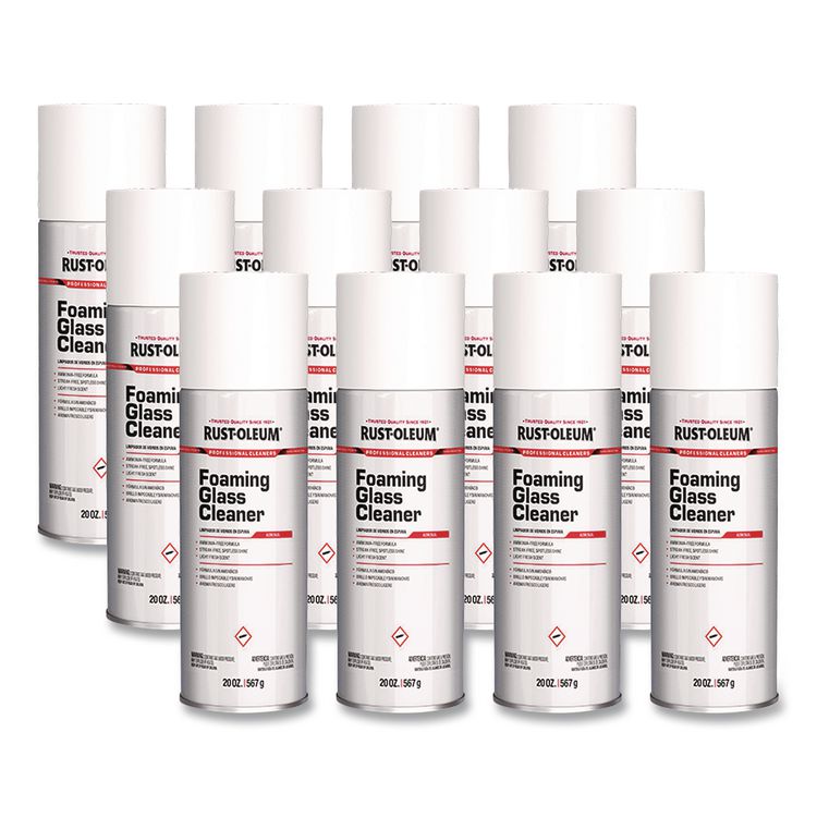 Professional Foaming Glass Cleaner Aerosol, 20 oz Aerosol Spray, 12/Carton