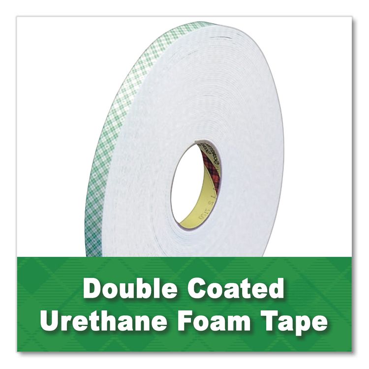 4016 Double Coated Urethane Foam Tape, 0.38" X 36 Yds, White