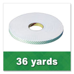4016 Double Coated Urethane Foam Tape, 0.38" X 36 Yds, White