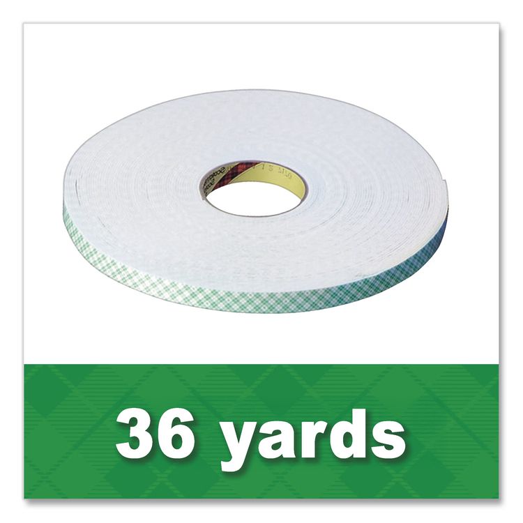 4016 Double Coated Urethane Foam Tape, 0.38" X 36 Yds, White