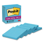 Self-Stick Notes, 3" x 3", Electric Blue, 90 Sheets/Pad, 5 Pads/Pack