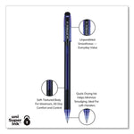 Jetstream 101 Hybrid Gel Pen, Stick, Bold 1 mm, Blue Ink, Black/Blue Barrel, Dozen