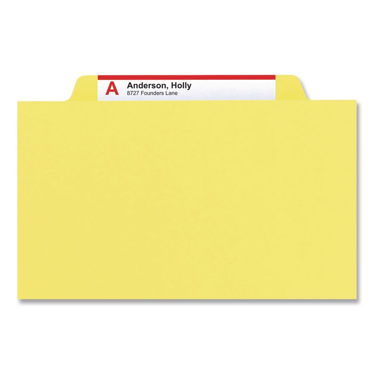 Top Tab Classification Folders, Four SafeSHIELD Fasteners, 2" Expansion, 1 Divider, Letter Size, Yellow Exterior, 10/Box