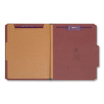 Pressboard Classification Folders, Four SafeSHIELD Fasteners, 2/5-Cut Tabs, 1 Divider, Letter Size, Red, 10/Box