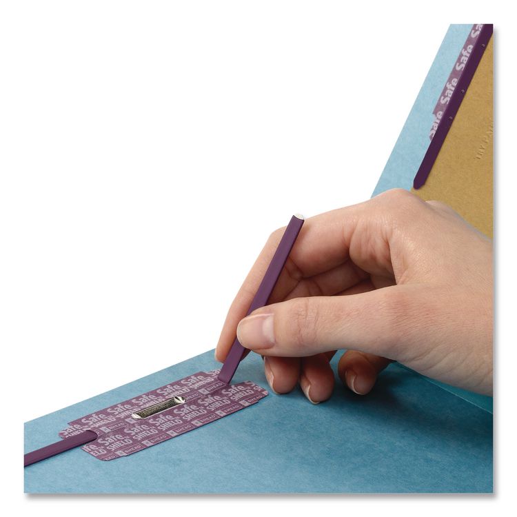 Six-Section Pressboard Top Tab Classification Folders, Six SafeSHIELD Fasteners, 2 Dividers, Letter Size, Assorted, 10/Box