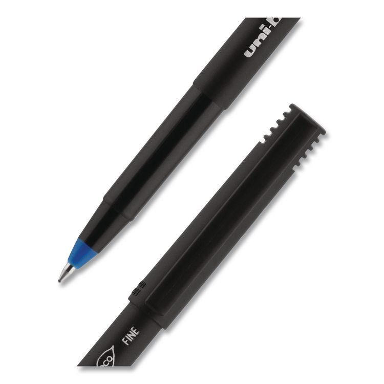 ONYX Rollerball Pen, Stick, Fine 0.7 mm, Blue Ink, Black/Blue Barrel, 72/Pack