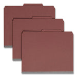 Pressboard Classification Folders, Six SafeSHIELD Fasteners, 2/5-Cut Tabs, 2 Dividers, Letter Size, Red, 10/Box