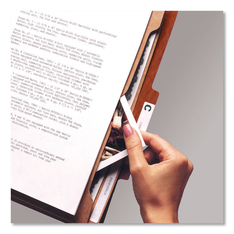 6-Section Pressboard Top Tab Pocket Classification Folders, 6 SafeSHIELD Fasteners, 2 Dividers, Letter Size, Red, 10/Box