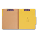 6-Section Pressboard Top Tab Pocket Classification Folders, 6 SafeSHIELD Fasteners, 2 Dividers, Letter Size, Yellow, 10/Box