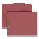 Recycled Pressboard Classification Folders, 3" Expansion, 3 Dividers, 8 Fasteners, Letter Size, Red Exterior, 10/Box