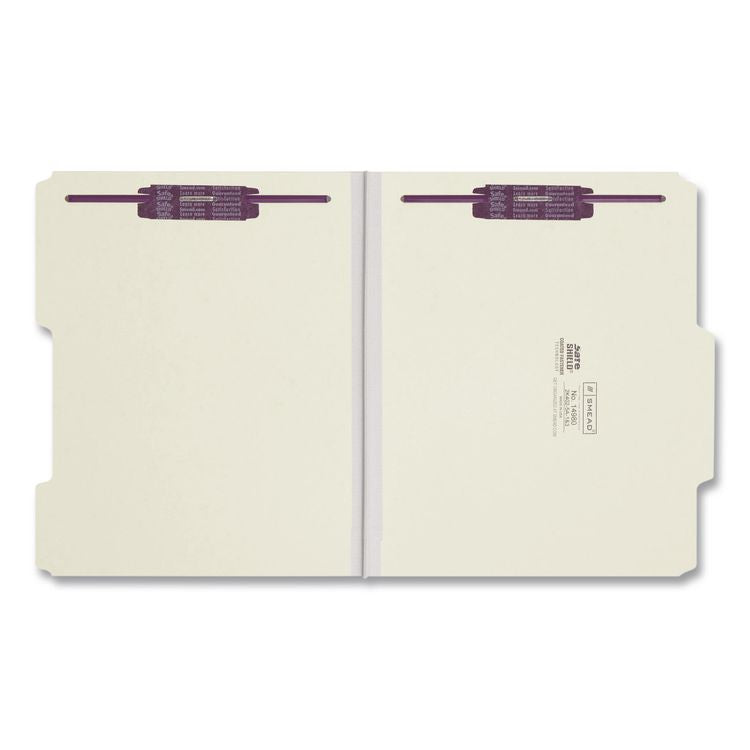 Recycled Pressboard Folders, Two SafeSHIELD Coated Fasteners, 2/5-Cut: R of C, 1" Expansion, Letter Size, Gray-Green, 25/Box