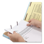 Four-Section Pressboard Top Tab Classification Folders, Four SafeSHIELD Fasteners, 1 Divider, Legal Size, Blue, 10/Box