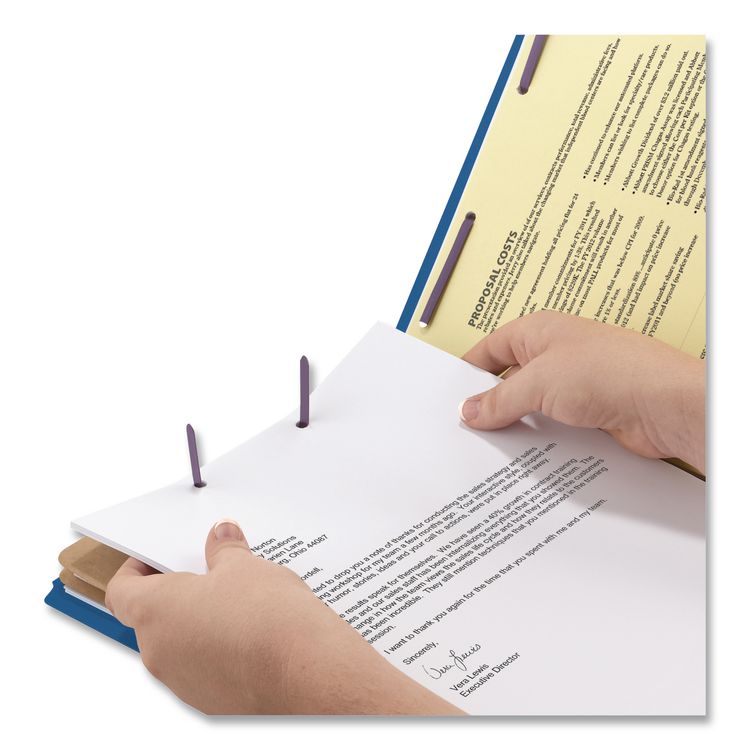 6-Section Pressboard Top Tab Pocket Classification Folders, 6 SafeSHIELD Fasteners, 2 Dividers, Legal Size, Dark Blue, 10/Box