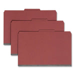 6-Section Pressboard Top Tab Pocket Classification Folders, 6 SafeSHIELD Fasteners, 2 Dividers, Legal Size, Red, 10/Box