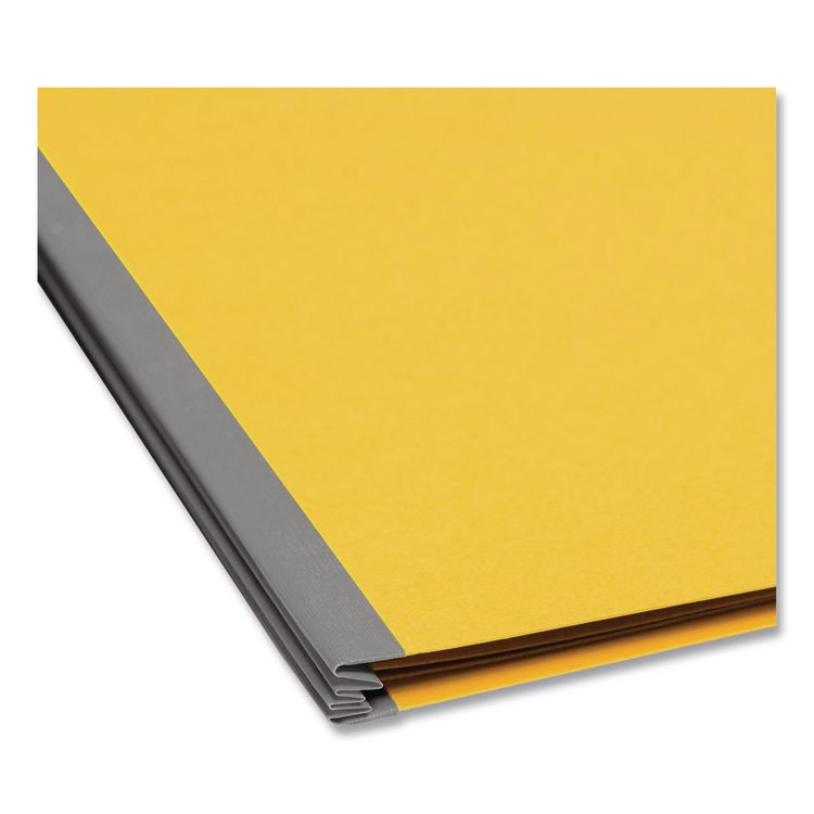 6-Section Pressboard Top Tab Pocket Classification Folders, 6 SafeSHIELD Fasteners, 2 Dividers, Legal Size, Yellow, 10/Box