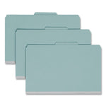 Eight-Section Pressboard Top Tab Classification Folders, Eight SafeSHIELD Fasteners, 3 Dividers, Legal Size, Blue, 10/Box