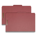 Recycled Pressboard Classification Folders, 3" Expansion, 3 Dividers, 8 Fasteners, Legal Size, Red Exterior, 10/Box