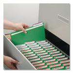 Expanding Recycled Heavy Pressboard Folders, 1/3-Cut Tabs: Assorted, Letter Size, 1" Expansion, Green, 25/Box