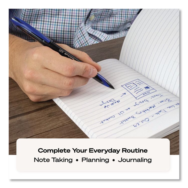 Air Porous Gel Pen, Stick, Medium 0.7 Mm, Blue Ink, Black/blue Barrel, 3/pack