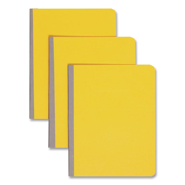 Prong Fastener Premium Pressboard Report Cover, Two-Piece Prong Fastener, 3" Capacity, 8.5 x 11, Yellow/Yellow