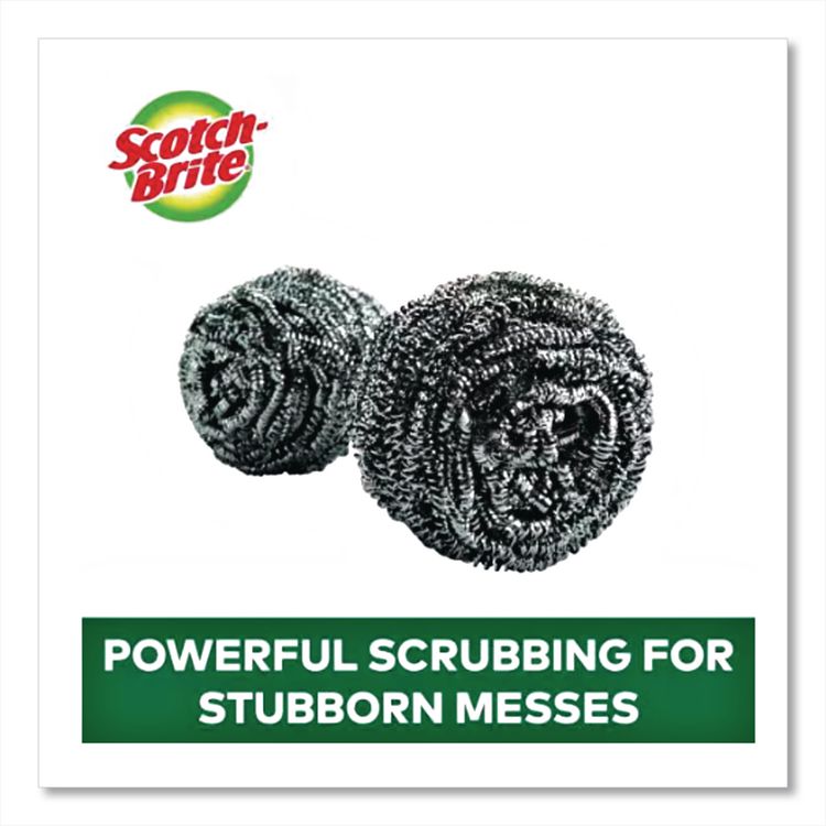 Stainless Steel Scrubber, Silver, 12/carton